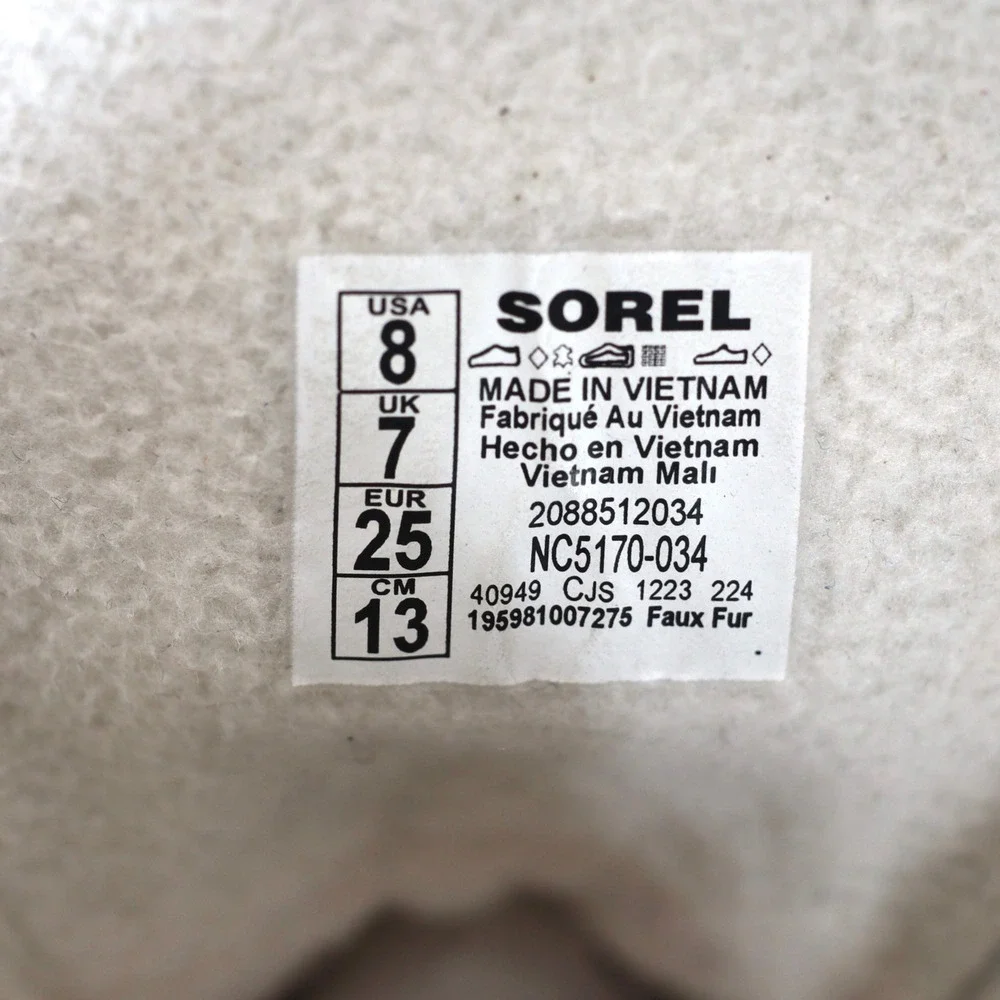 Sorel Explorer II Joan Kids 8 Silver Metallic Waterproof Faux Fur Winter Boots